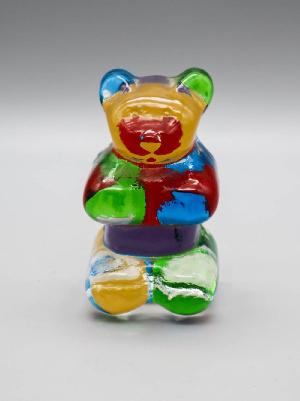Vtg Leonard Haribo Multi-Colored Glass Gummy Bear Paperweight Figurine 4 1/4"H